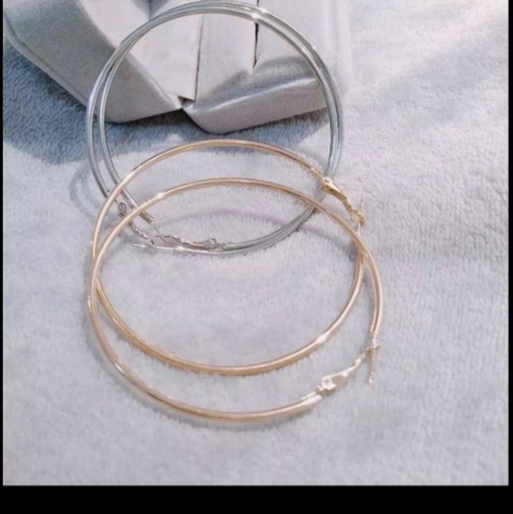 HUGE 10 CM WIDE HOOP ROSE GOLD EARRINGS - Picture 1 of 3